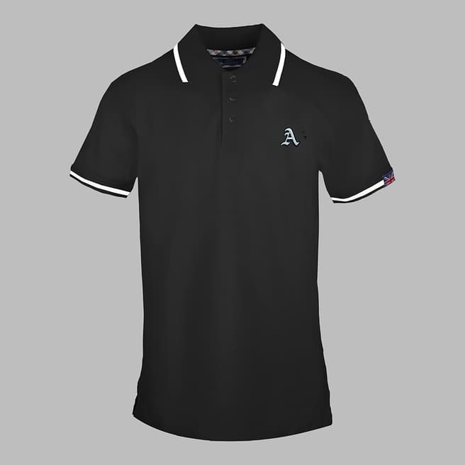Aquascutum Black A Crest Cotton Polo Top