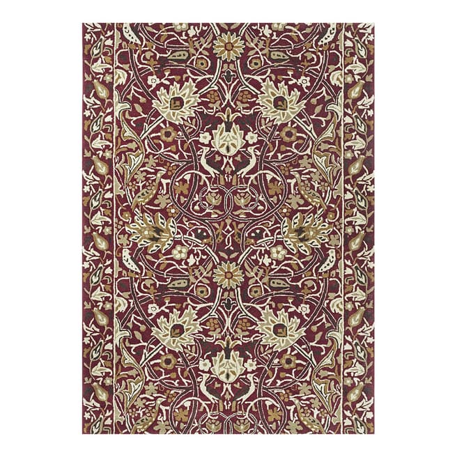 Morris & Co Bullerswood127300 250x350cm Rug, Red/Gold