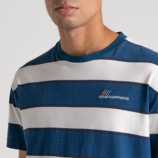 Craghoppers Blue/White Striped Denali Cotton T-Shirt