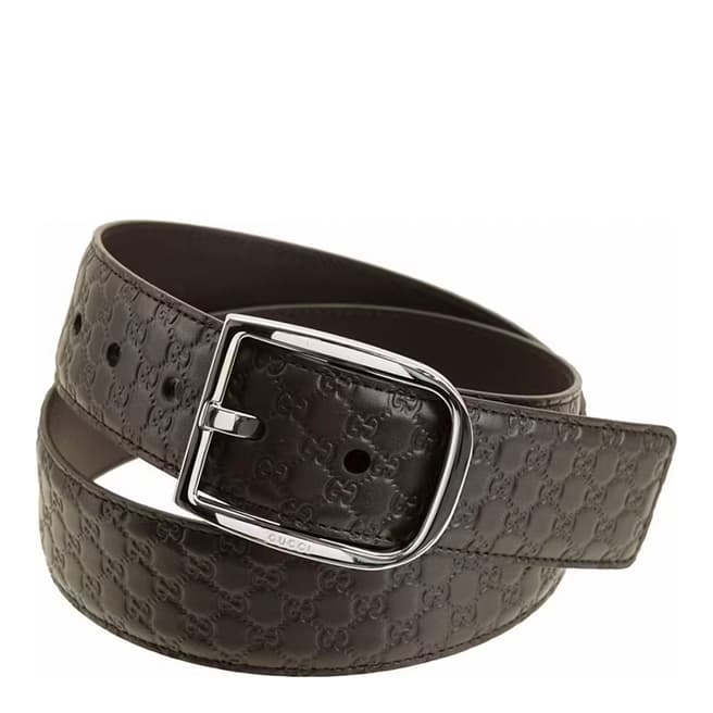 Gucci Men's Gucci Leather GG Embossed Brown Belt