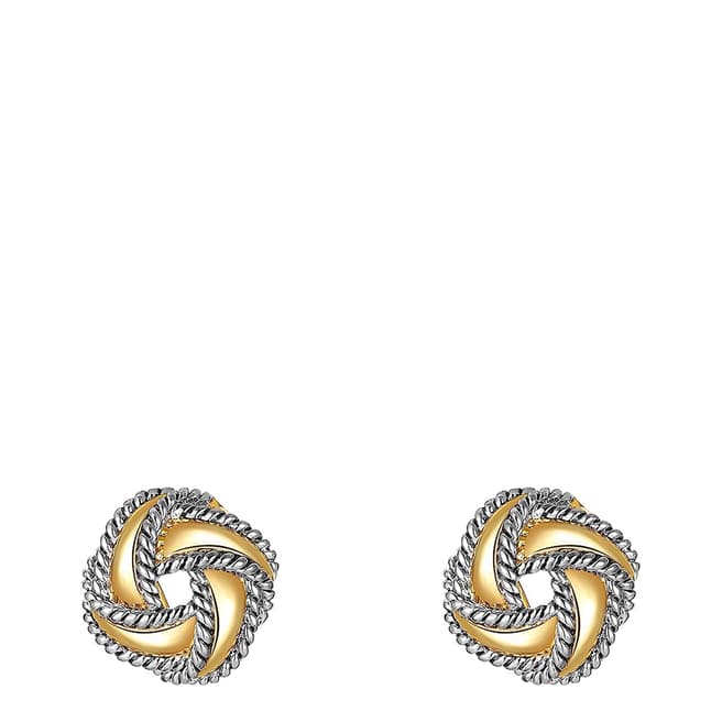 Chloe Collection by Liv Oliver 18K Gold & Silver Two Tone Knot Stud Earrings