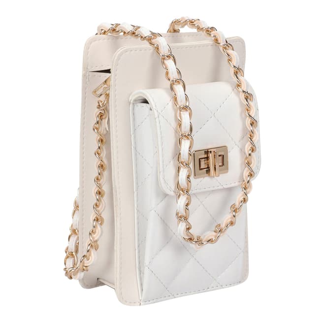 Lucky Bees White Leather Crossbody Bag