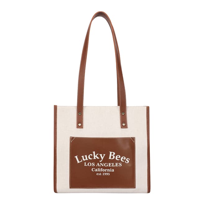 Lucky Bees Brown & Cream Leather Bag