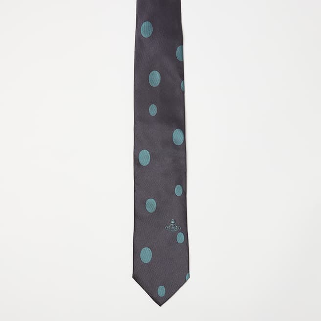 Vivienne Westwood Petrol Blue Mickey Dot Jacquard Tie