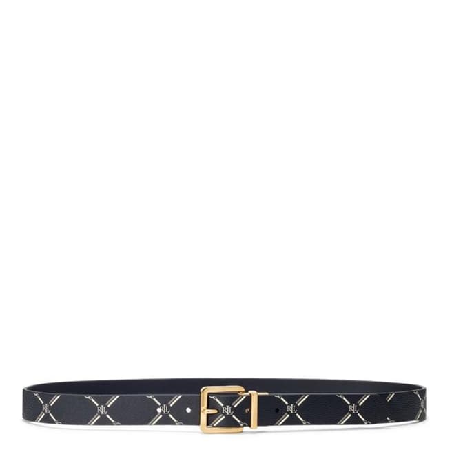 Lauren Ralph Lauren Black/Monogram Leather Reversible Belt