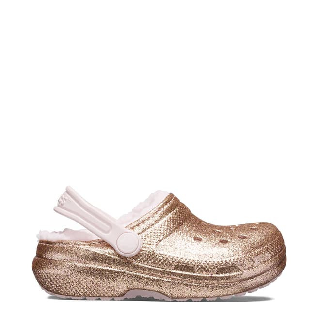 Crocs Younger Kid's Gold Glitter Classic Lined Clog