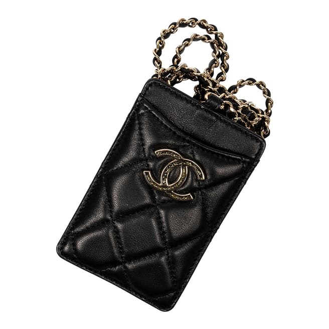 Vintage Chanel Black CC Chain Card Holder