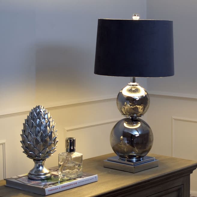 Hill Interiors Shamrock Metallic Glass Lamp With Velvet Shade