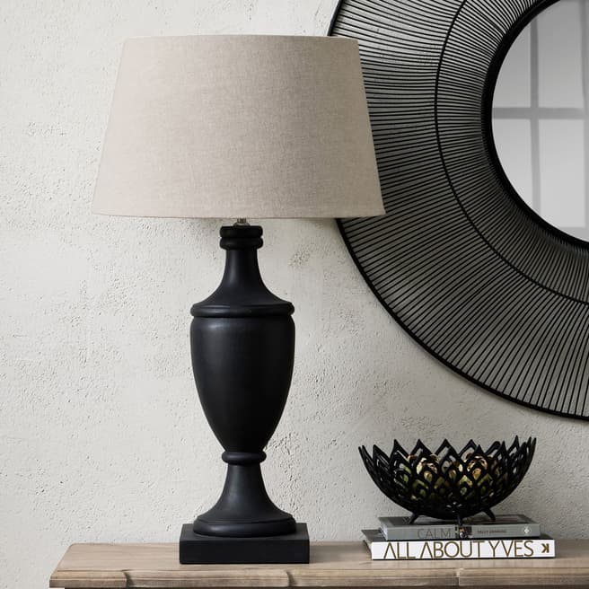 Hill Interiors Delaney Grey Pillar Lamp With Linen Shade