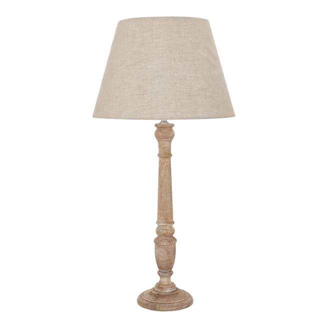 Hill Interiors Delaney Natural Wash Spindle Lamp With Linen Shade