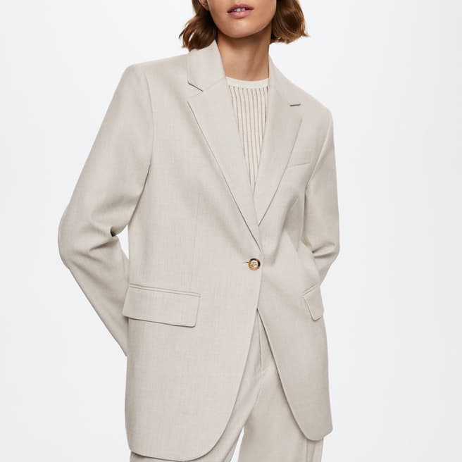 Mango Grey Patterned Suit Blazer