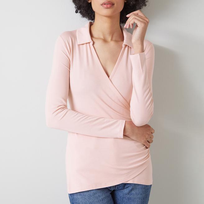 L K Bennett Pink Saskia Long Sleeve Top