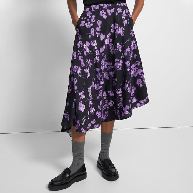 Theory Purple/Black Floral Skirt