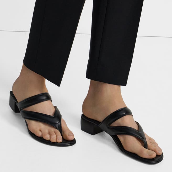 Theory Black Belted Leather Sandals