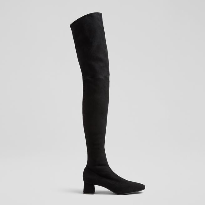 L K Bennett Black Daniela Suede Knee High Boots