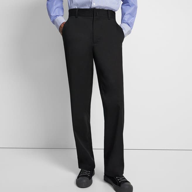 Theory Black Straight Cotton Blend Trousers