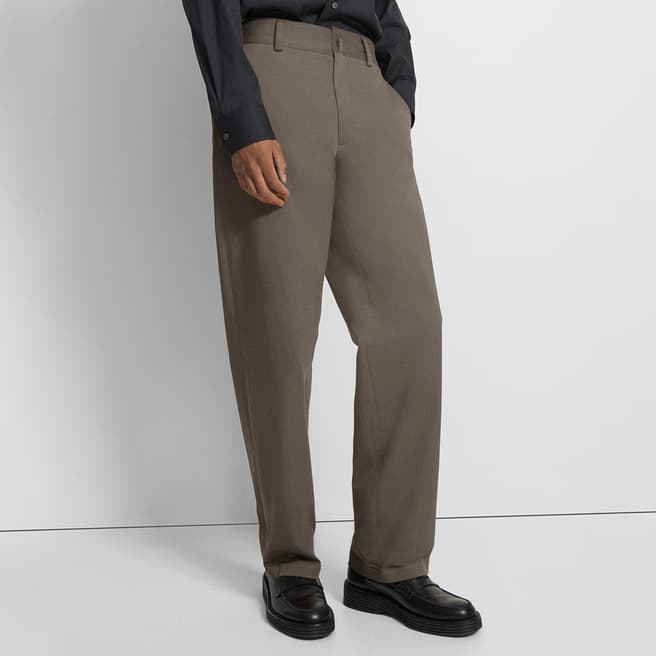 Theory Grey Straight Cotton Blend Trousers