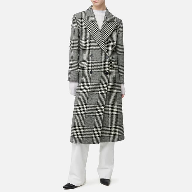Jigsaw Grey Italian Wool Check Overcoat