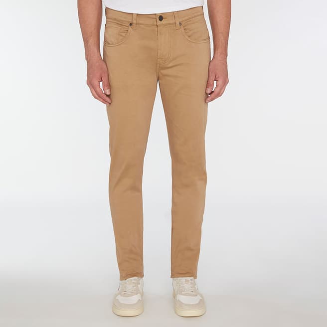 7 For All Mankind Beige Slimmy Tapered Stretch Jeans