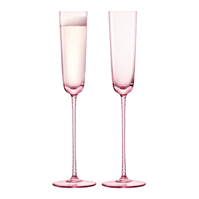 LSA Champagne Theatre Champagne Flute 120ml Braid/Dawn Pink, Set of 2
