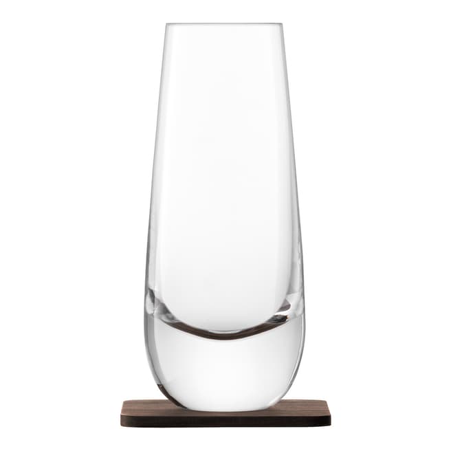 LSA Whisky Islay Mixer Glass 325ml Clear & Walnut Coaster, Set of 2