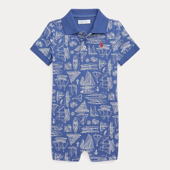 Polo Ralph Lauren Baby Boy's Mid Blue Printed Cotton Bodysuit