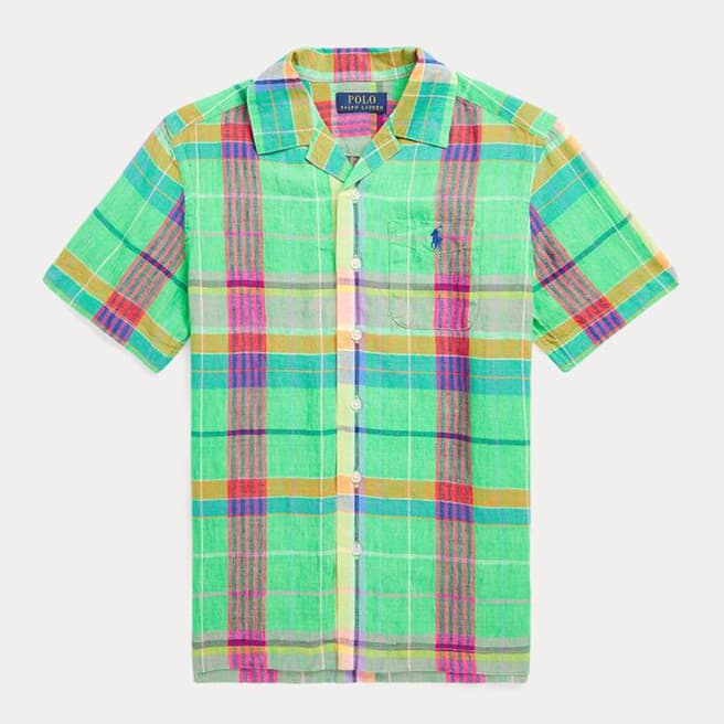 Polo Ralph Lauren Older Boy's Green Andy Check Linen Shirt