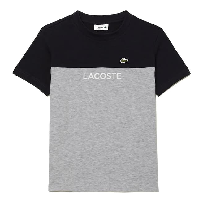 Lacoste Kid's Black/Grey Logo Crew Neck T-Shirt