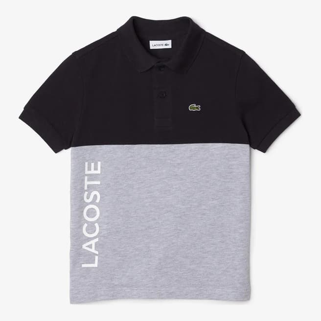 Lacoste Kid's Black/Grey Logo Polo Shirt