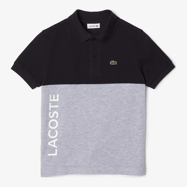 Lacoste Teen's Black/Grey Logo Polo Shirt