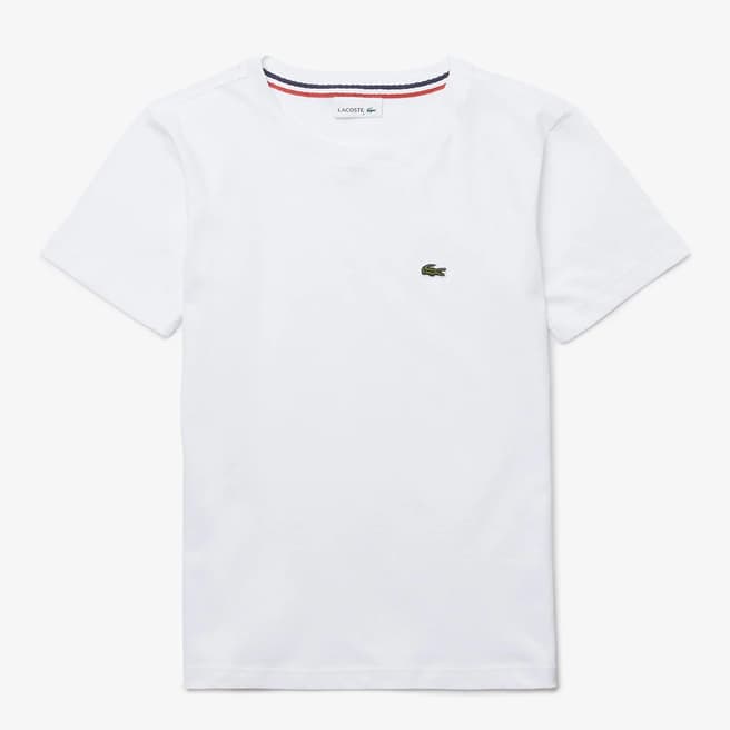 Lacoste Kid's White Embroidered Crew Neck T-Shirt