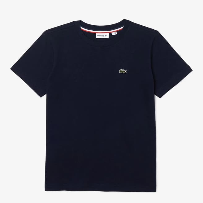 Lacoste Teen's Navy Embroidered Crew Neck T-Shirt