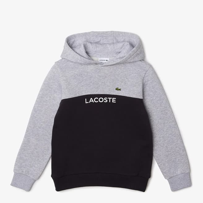 Lacoste Teen's Black/Grey Logo Hoodie