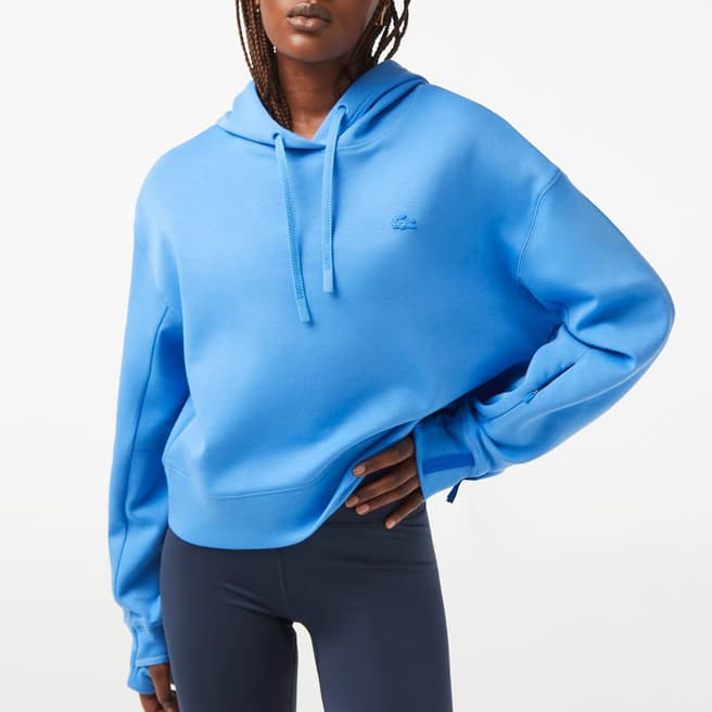 Lacoste Blue Drawstring Branded Cotton Hoodie
