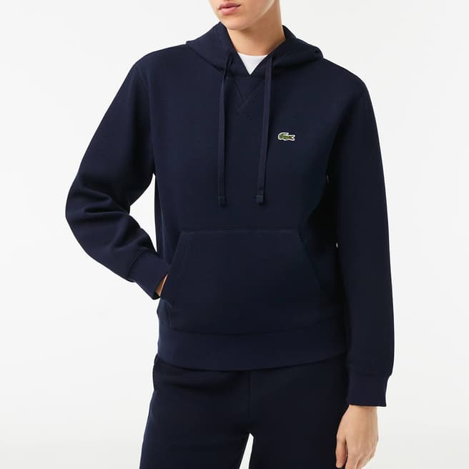 Lacoste Navy Branded Cotton Hoodie