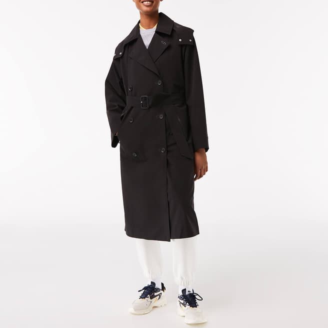 Lacoste Black Double Breasted Trench Coat