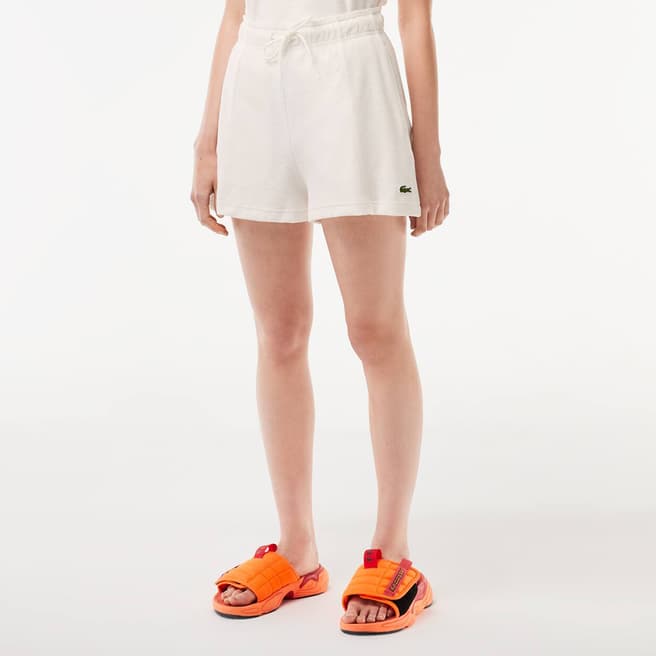 Lacoste White Drawstring Branded Shorts