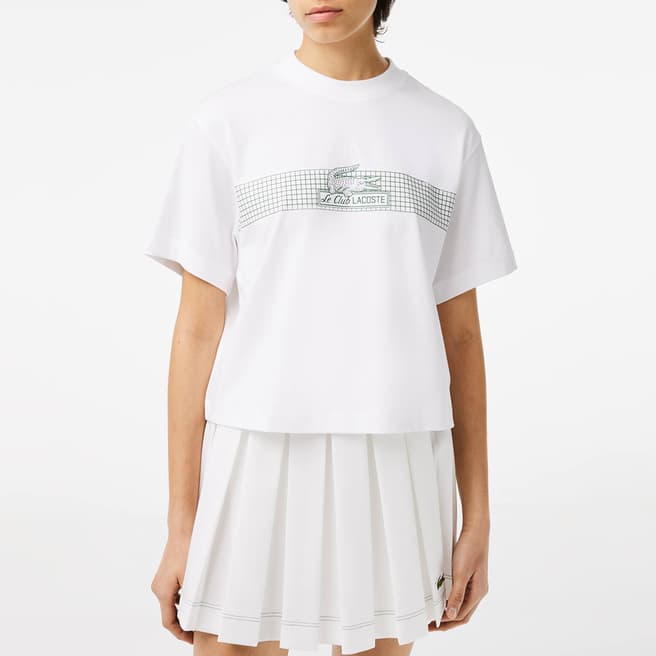Lacoste White Le Club Lacoste Cotton T-Shirt