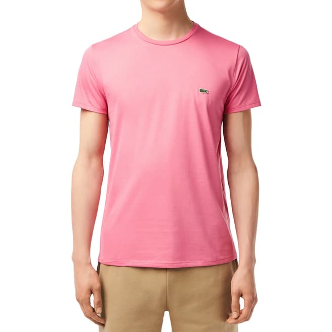 Lacoste Pink Embroidered Cotton T-Shirt