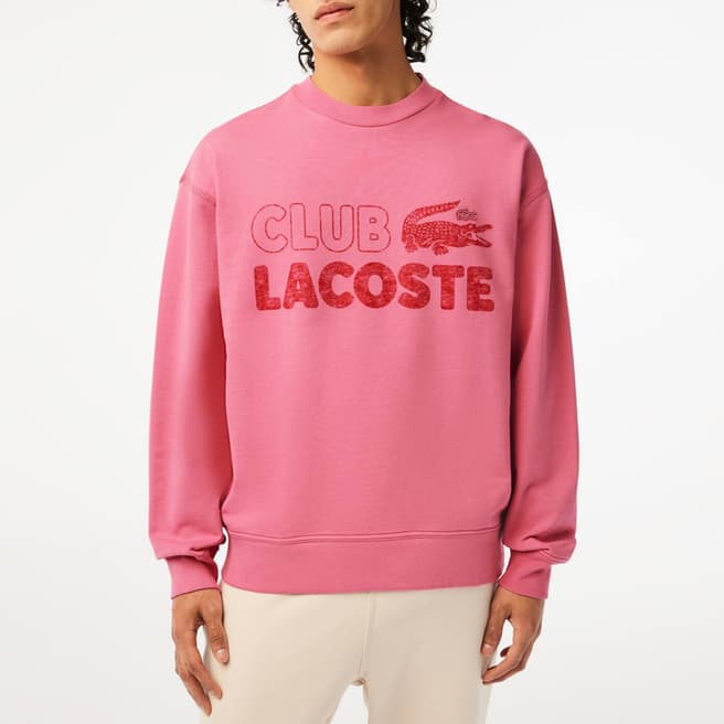 Lacoste Pink/Red Club Lacoste Crew Neck Sweatshirt