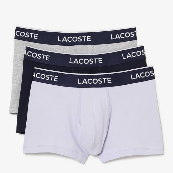 Lacoste Grey/Black/White Branded 3 Pack Boxers