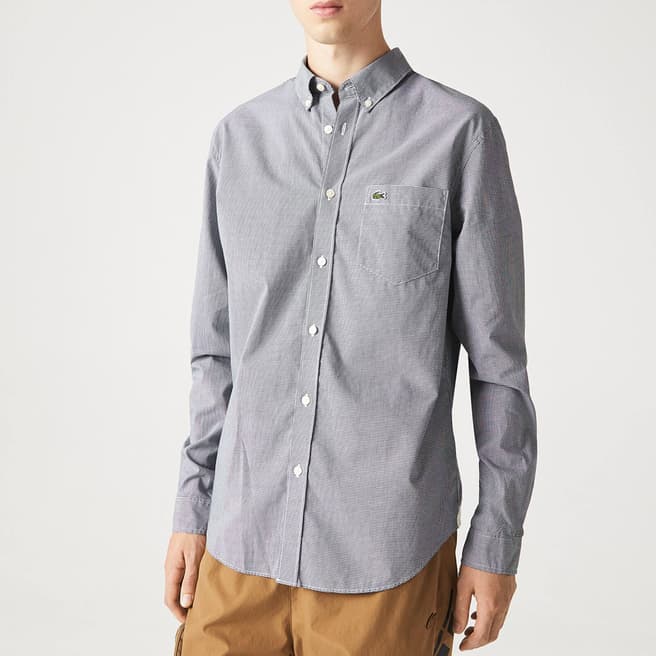 Lacoste White/Navy Small Check Shirt