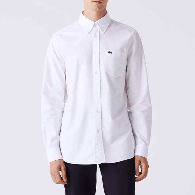 Lacoste White Long Sleeve Branded Shirt