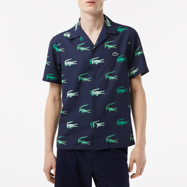 Lacoste Navy/Green Crocodile Printed Shirt