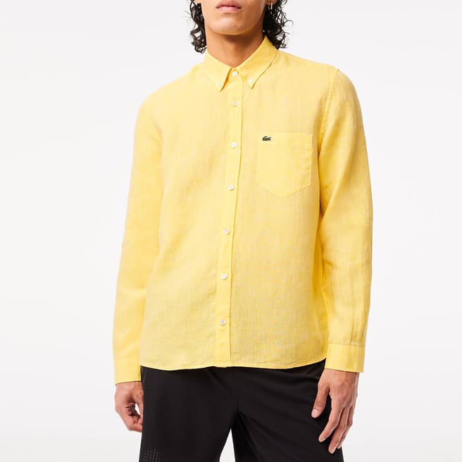 Lacoste Yellow Textured Branded Shirt