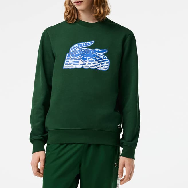 Lacoste Green/Blue Crew Neck Branded Sweatshirt