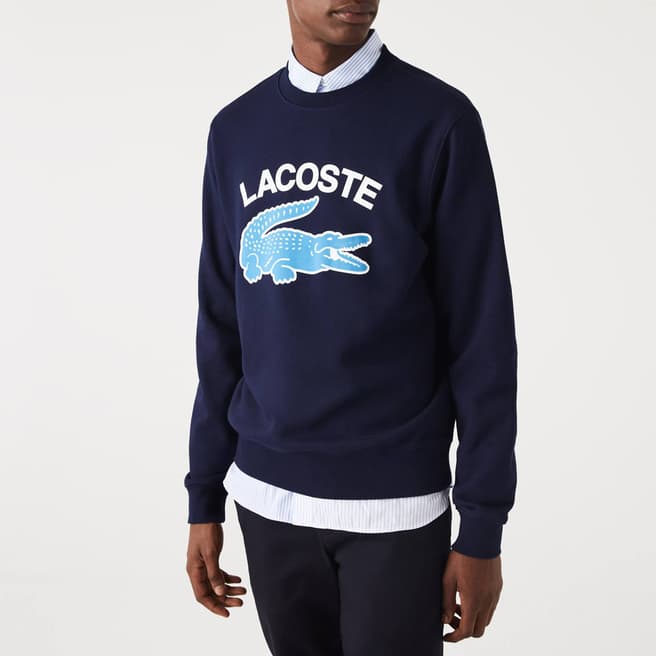 Lacoste Navy/Blue Large Crocodile Crew Neck Sweatshirt