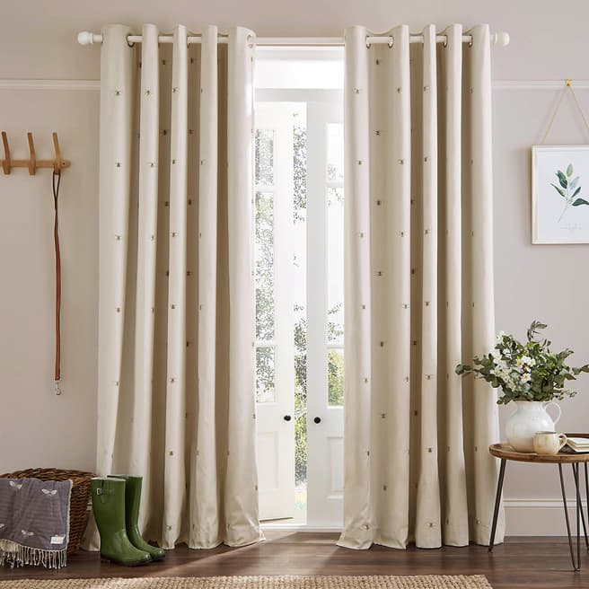 Sophie Allport Bee 116x228cm Eyelet Black Out Curtains, Oatmeal