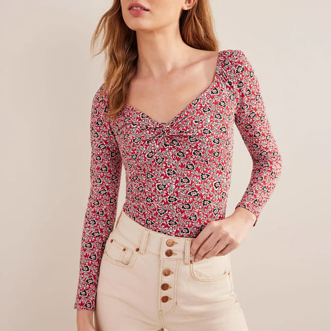 Boden Red Sweetheart Jersey Top