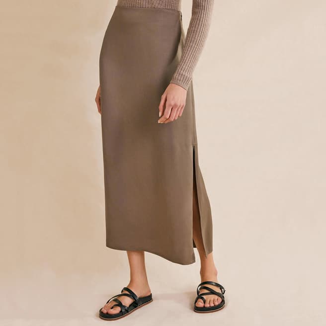 Boden Brown Satin Column Skirt